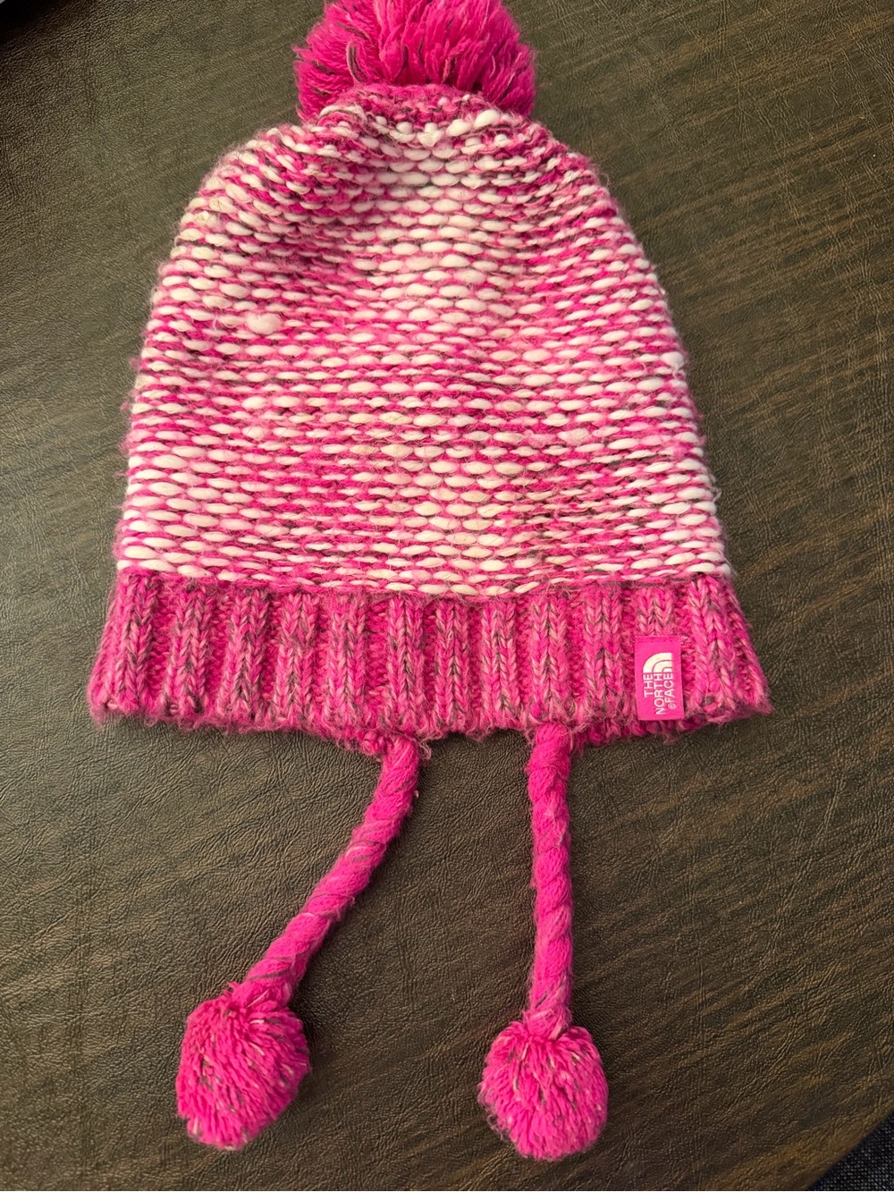 The North Face Kids Pink Pom Pom Beanie